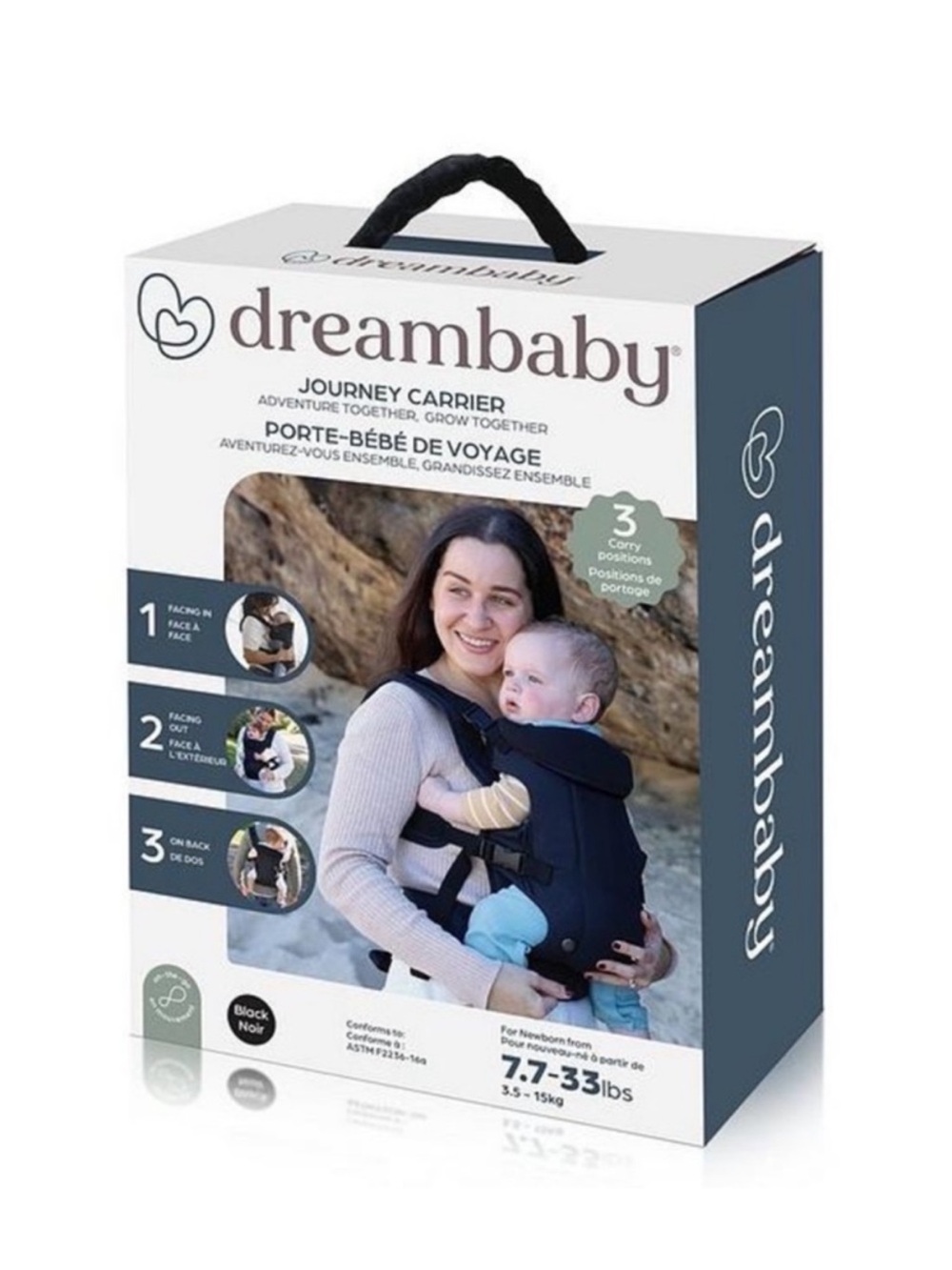 Dreambaby journey carrier black 7.7-33 pounds 3-way facing adjustable
